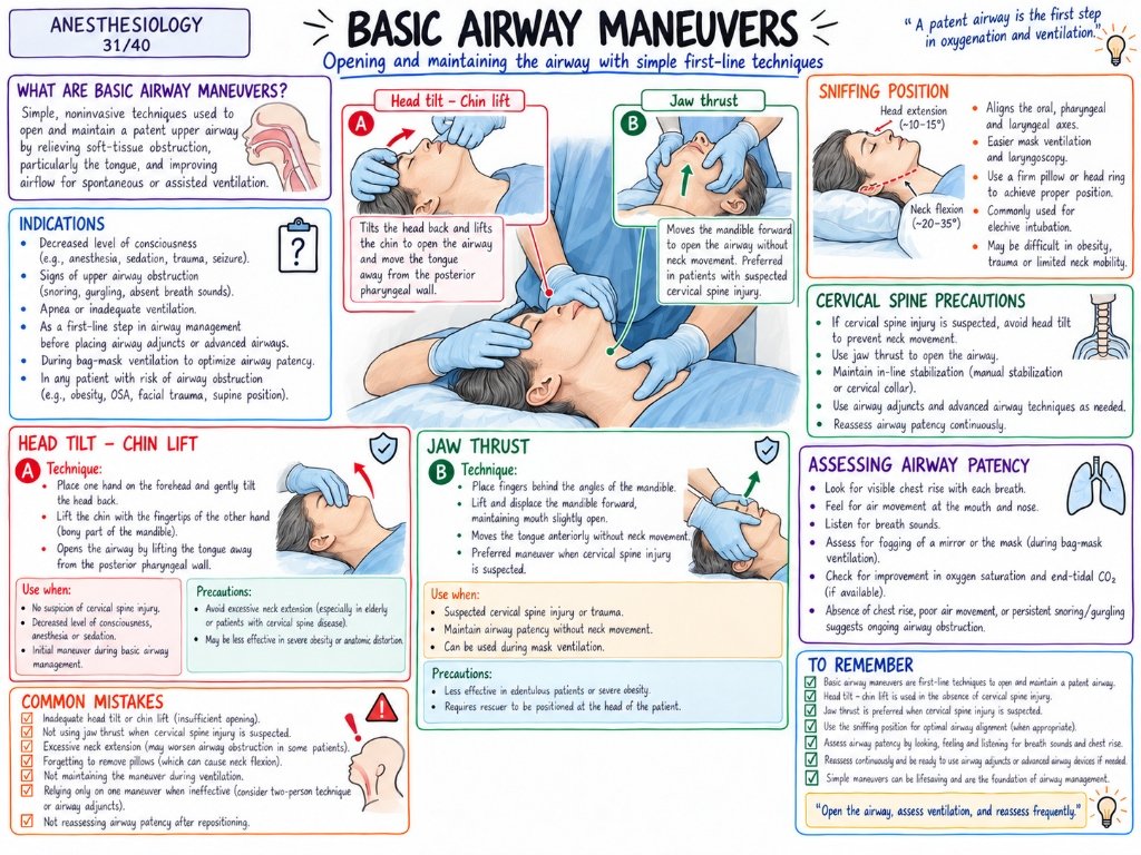 Basic Airway Maneuvers โ Opening and maintaining the airway with simple first-line techniques