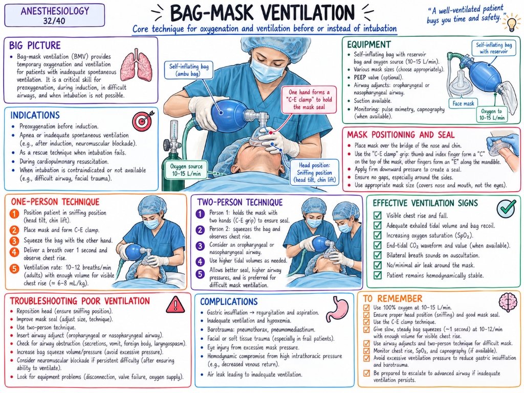 Bag-Mask Ventilation โ Core technique for oxygenation and ventilation