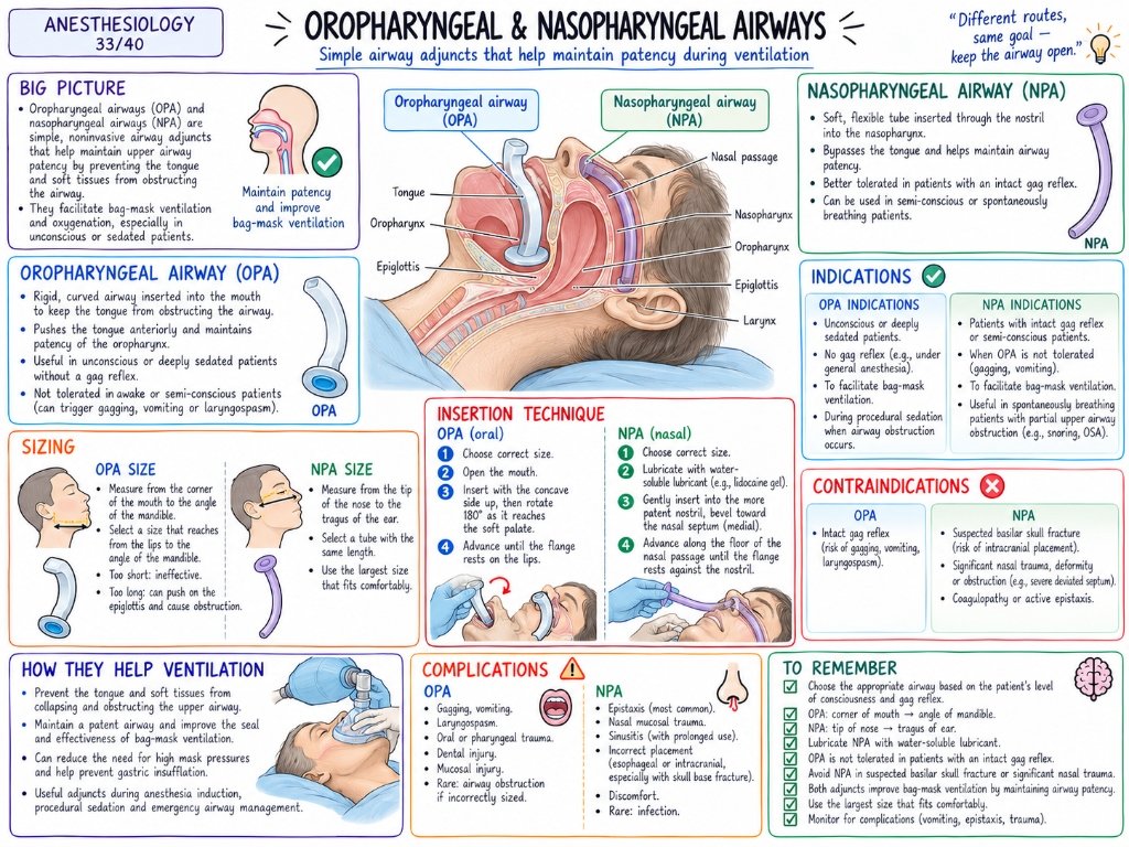 Oropharyngeal & Nasopharyngeal Airways โ Simple airway adjuncts that help maintain patency