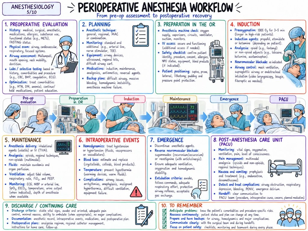 Perioperative Anesthesia Workflow โ From pre-op assessment to postoperative recovery