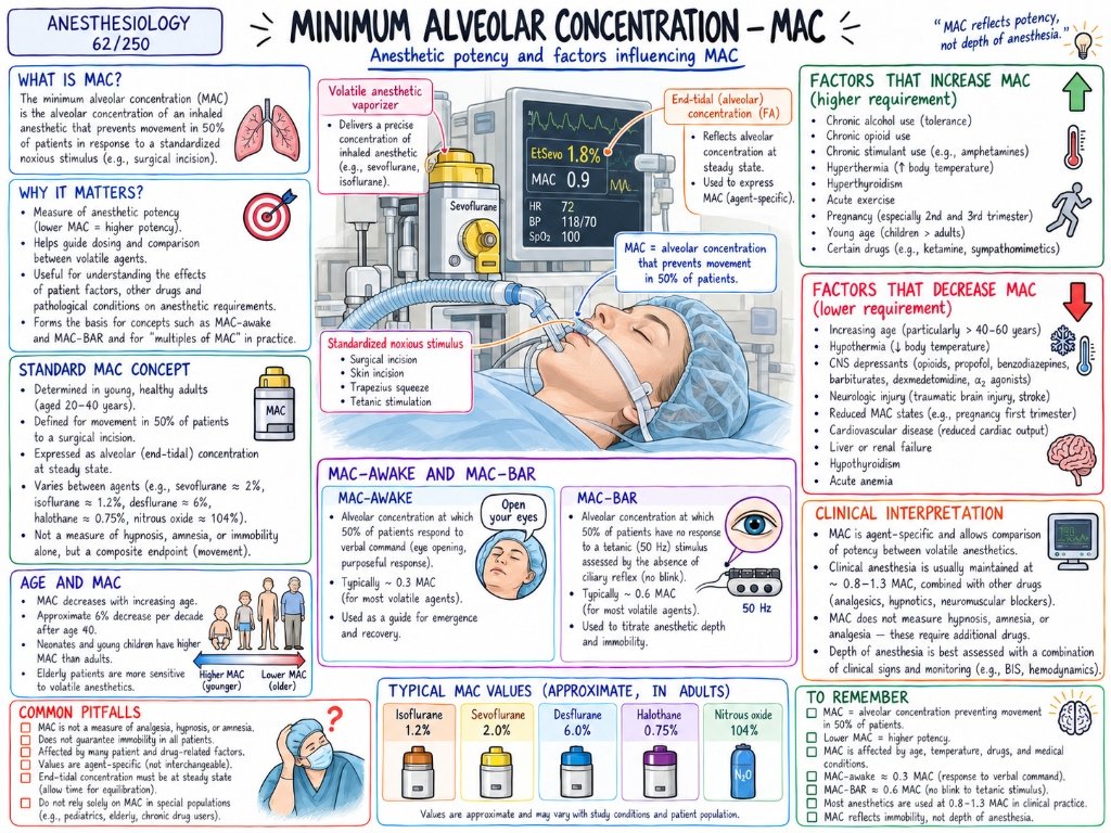 Minimum Alveolar Concentration (MAC) โ Anesthetic potency and factors influencing MAC