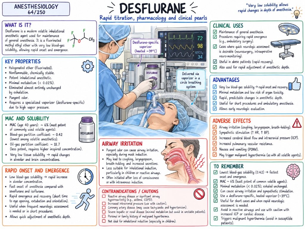 Desflurane โ Rapid titration, pharmacology and clinical pearls