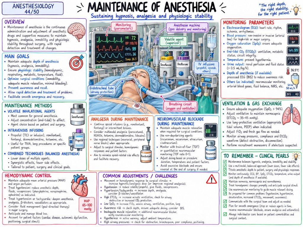 Maintenance of Anesthesia โ Sustaining hypnosis, analgesia and physiologic stability