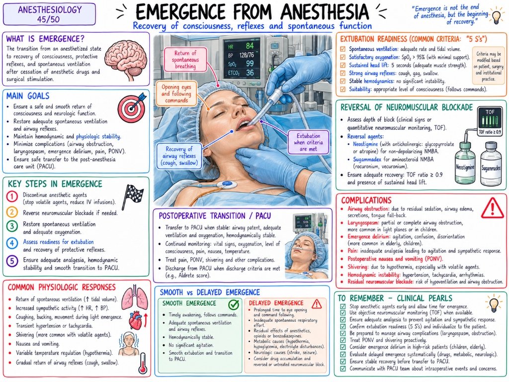 Emergence from Anesthesia โ Recovery of consciousness, reflexes and spontaneous function